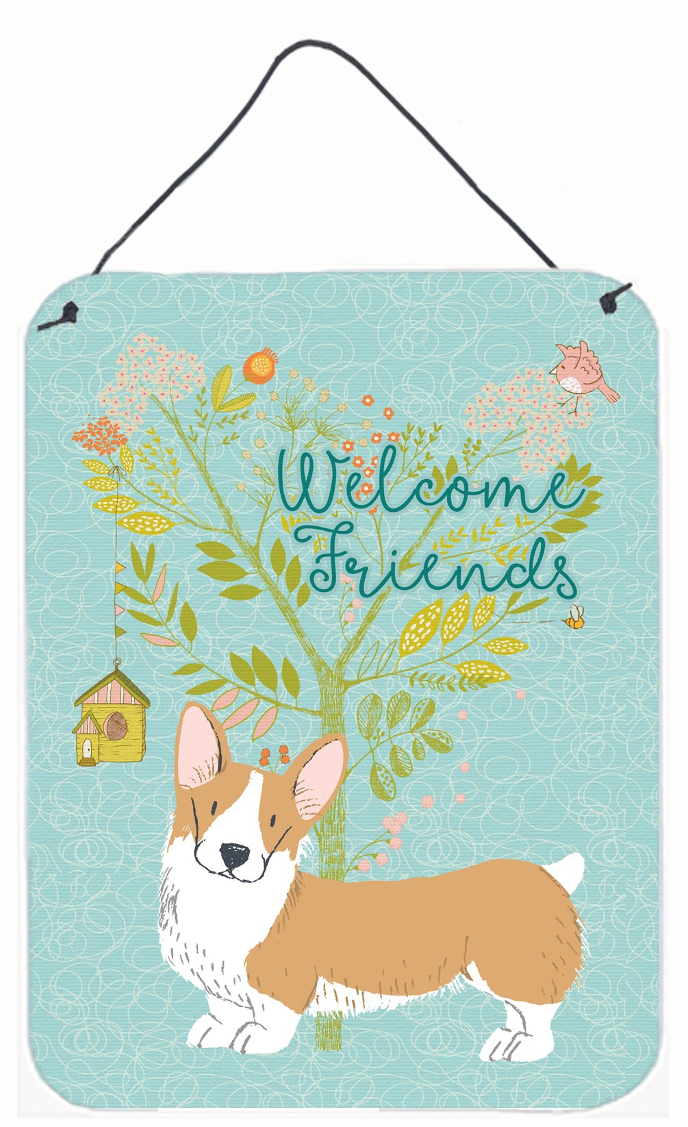 Welcome Friends Pembroke Welsh Corgi Red Wall or Door Hanging Prints BB7608DS1216 by Caroline's Treasures