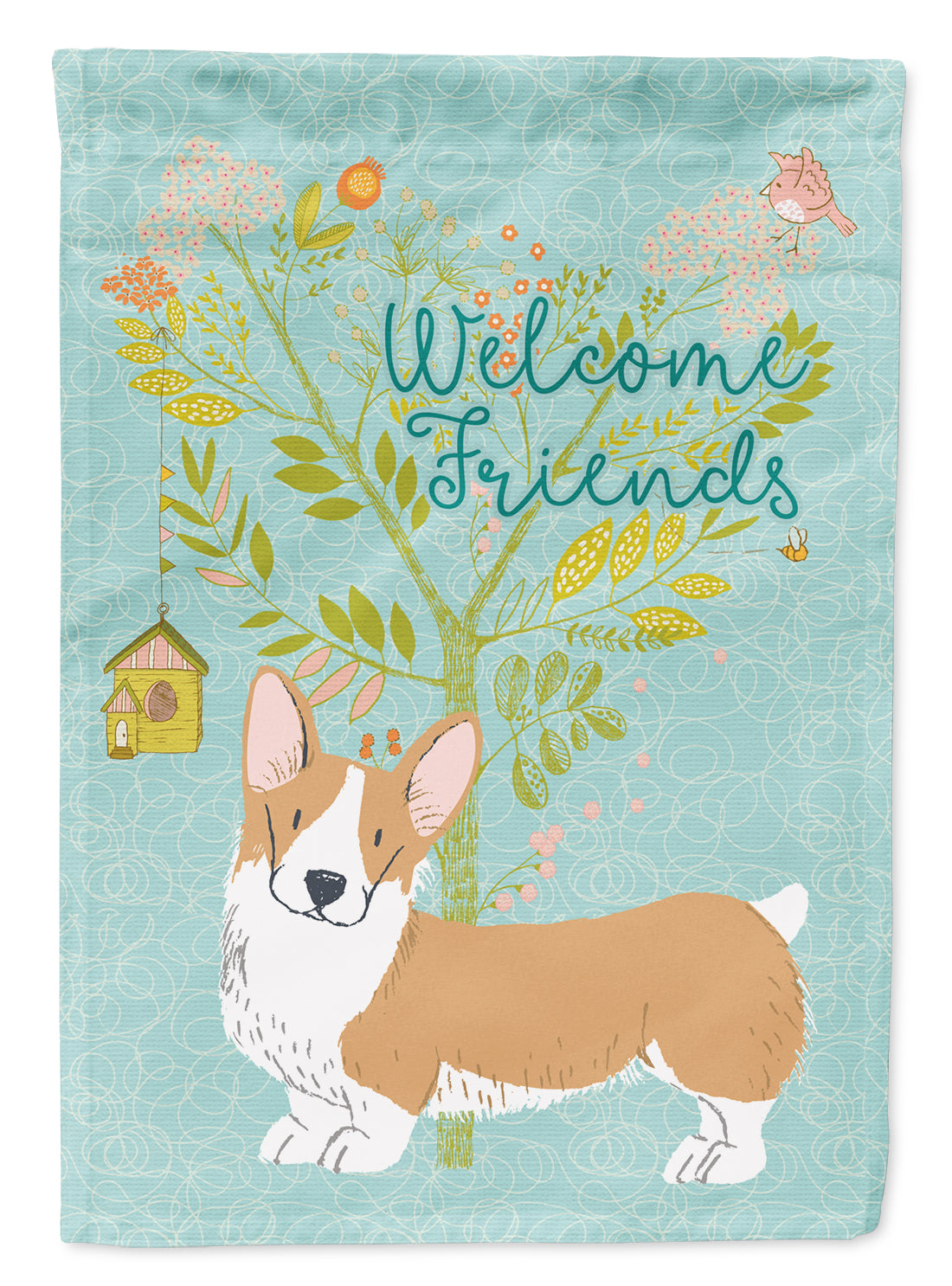 Welcome Friends Pembroke Welsh Corgi Red Flag Garden Size BB7608GF  the-store.com.