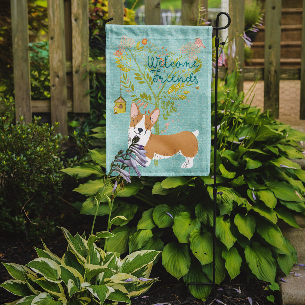 Welcome Friends Pembroke Welsh Corgi Red Flag Garden Size BB7608GF  the-store.com.