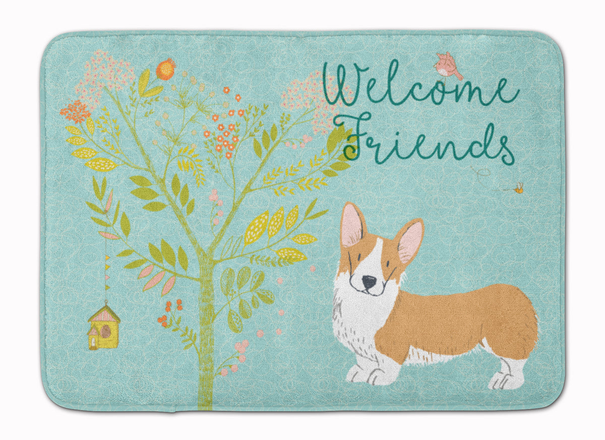 Welcome Friends Pembroke Welsh Corgi Red Machine Washable Memory Foam Mat BB7608RUG - the-store.com