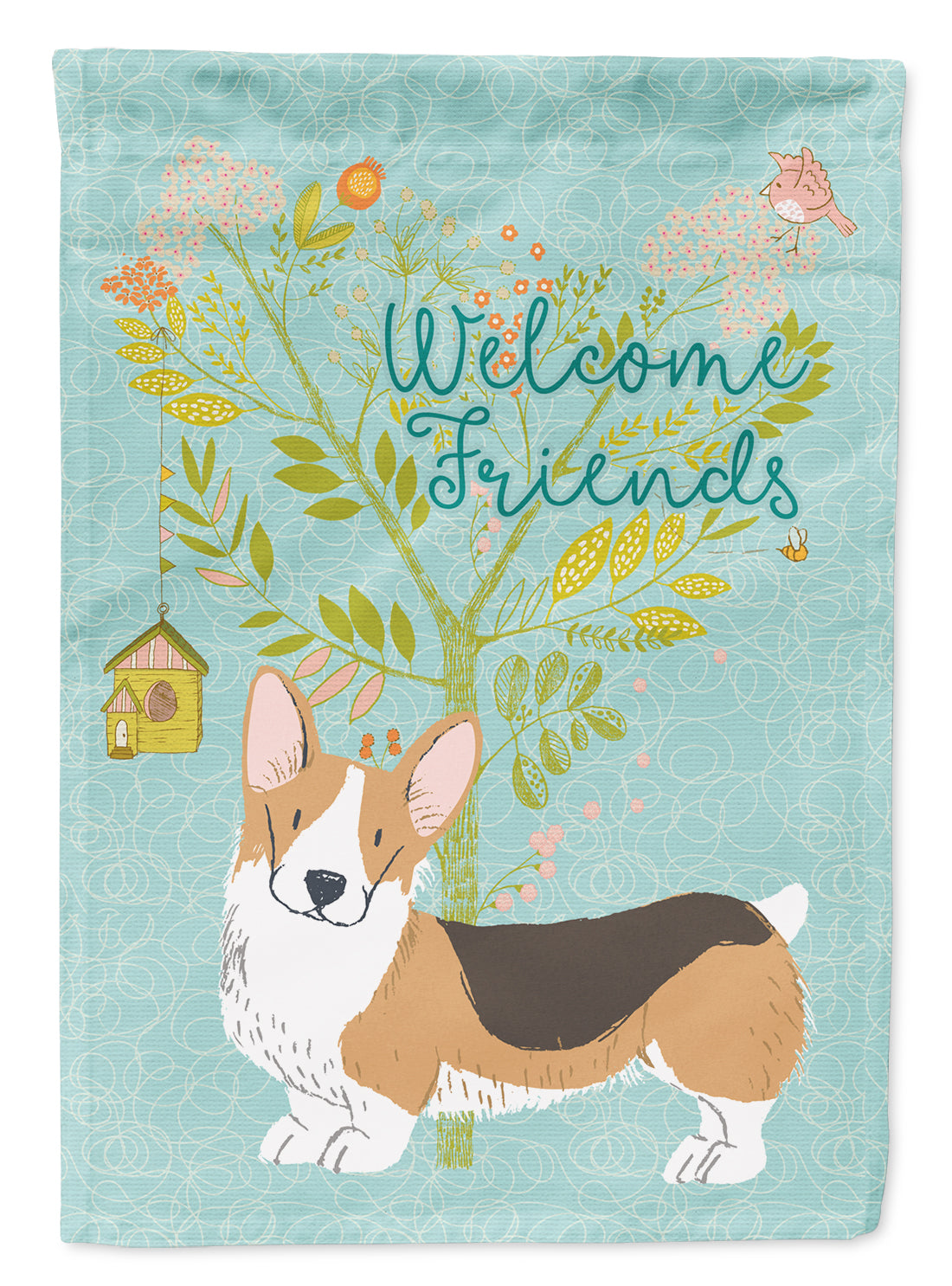 Welcome Friends Pembroke Welsh Corgi Tricolor Flag Garden Size BB7609GF  the-store.com.