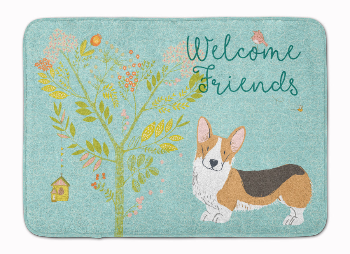 Welcome Friends Pembroke Welsh Corgi Tricolor Machine Washable Memory Foam Mat BB7609RUG - the-store.com