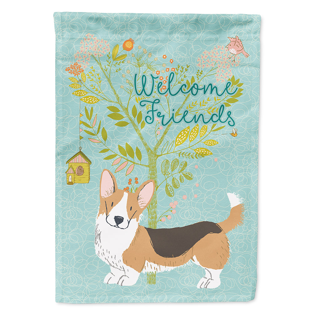 Welcome Friends Pembroke Welsh Corgi Tricolor Flag Canvas House Size BB7610CHF  the-store.com.