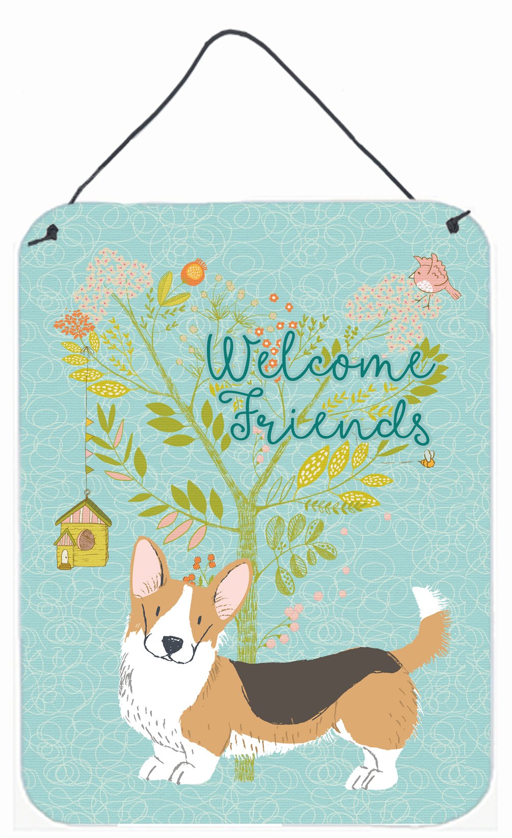 Welcome Friends Pembroke Welsh Corgi Tricolor Wall or Door Hanging Prints BB7610DS1216 by Caroline's Treasures