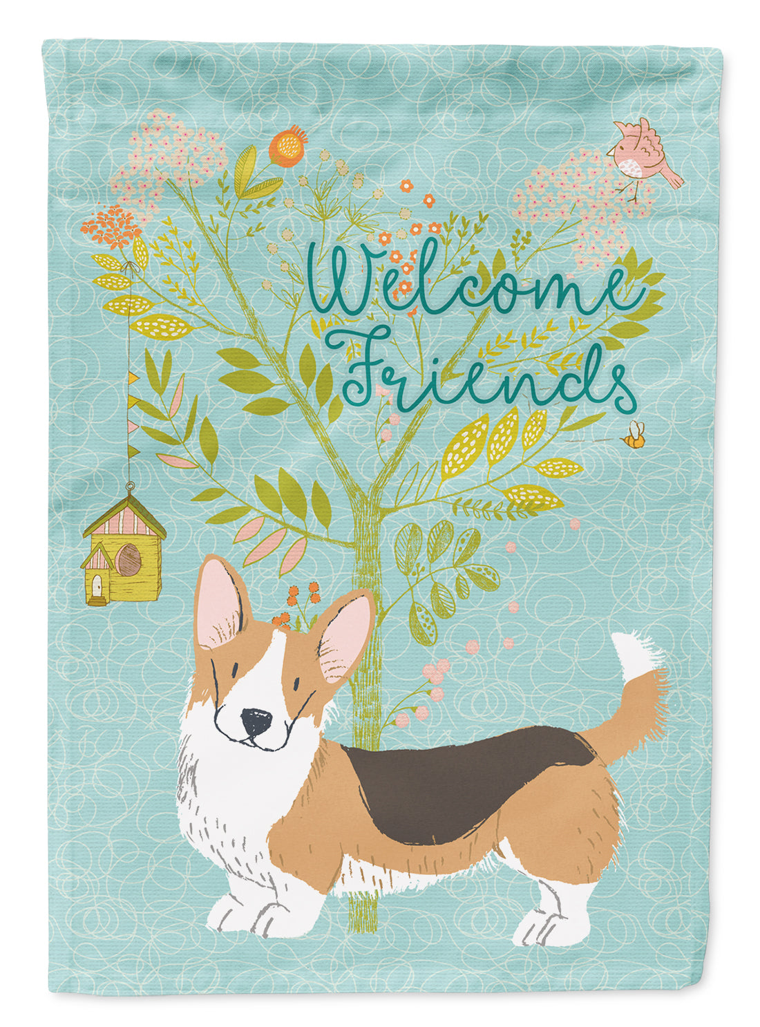 Welcome Friends Pembroke Welsh Corgi Tricolor Flag Garden Size BB7610GF  the-store.com.