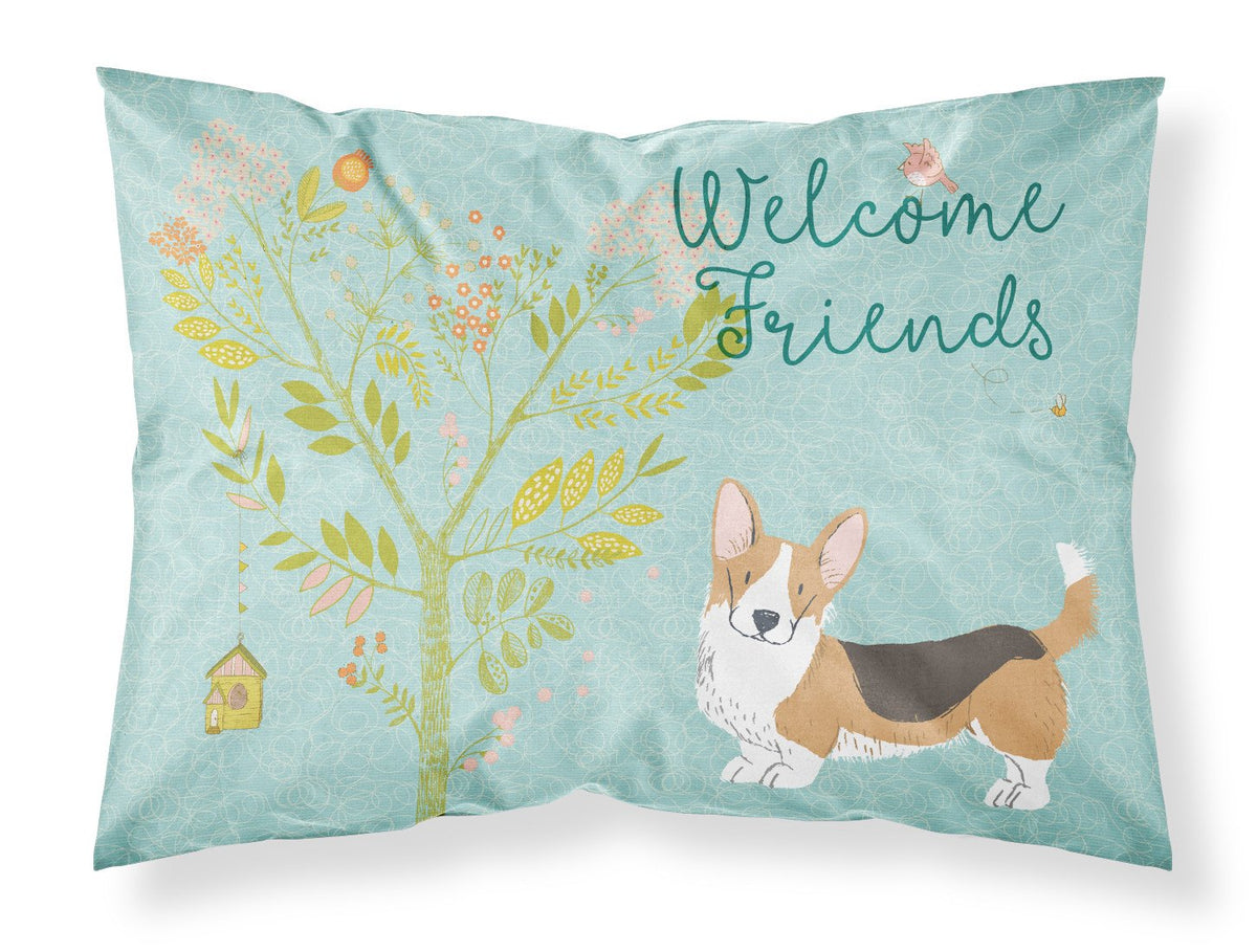 Welcome Friends Pembroke Welsh Corgi Tricolor Fabric Standard Pillowcase BB7610PILLOWCASE by Caroline&#39;s Treasures