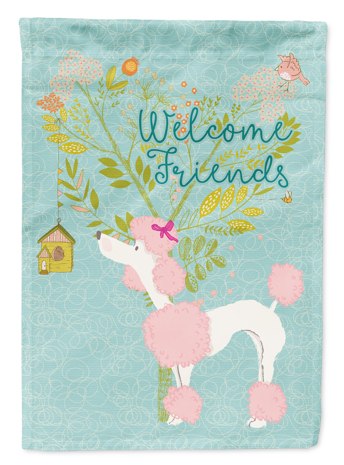 Welcome Friends Pink Poodle Flag Garden Size BB7613GF  the-store.com.