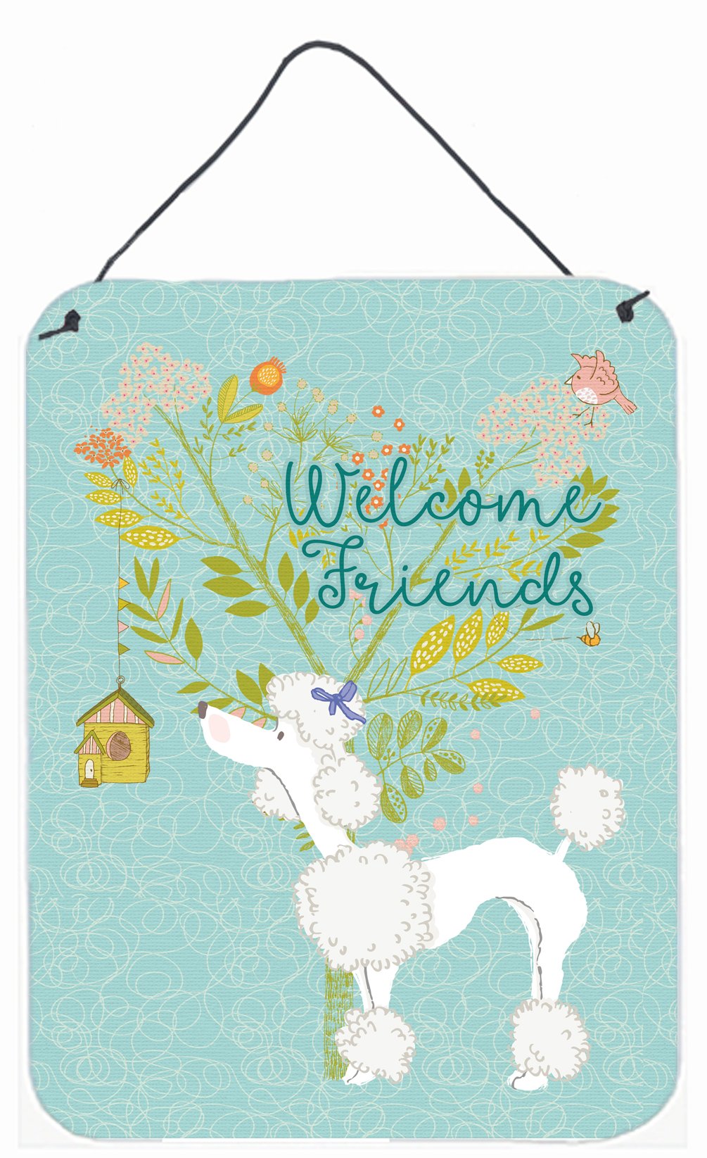 Welcome Friends White Poodle Wall or Door Hanging Prints BB7614DS1216 by Caroline's Treasures