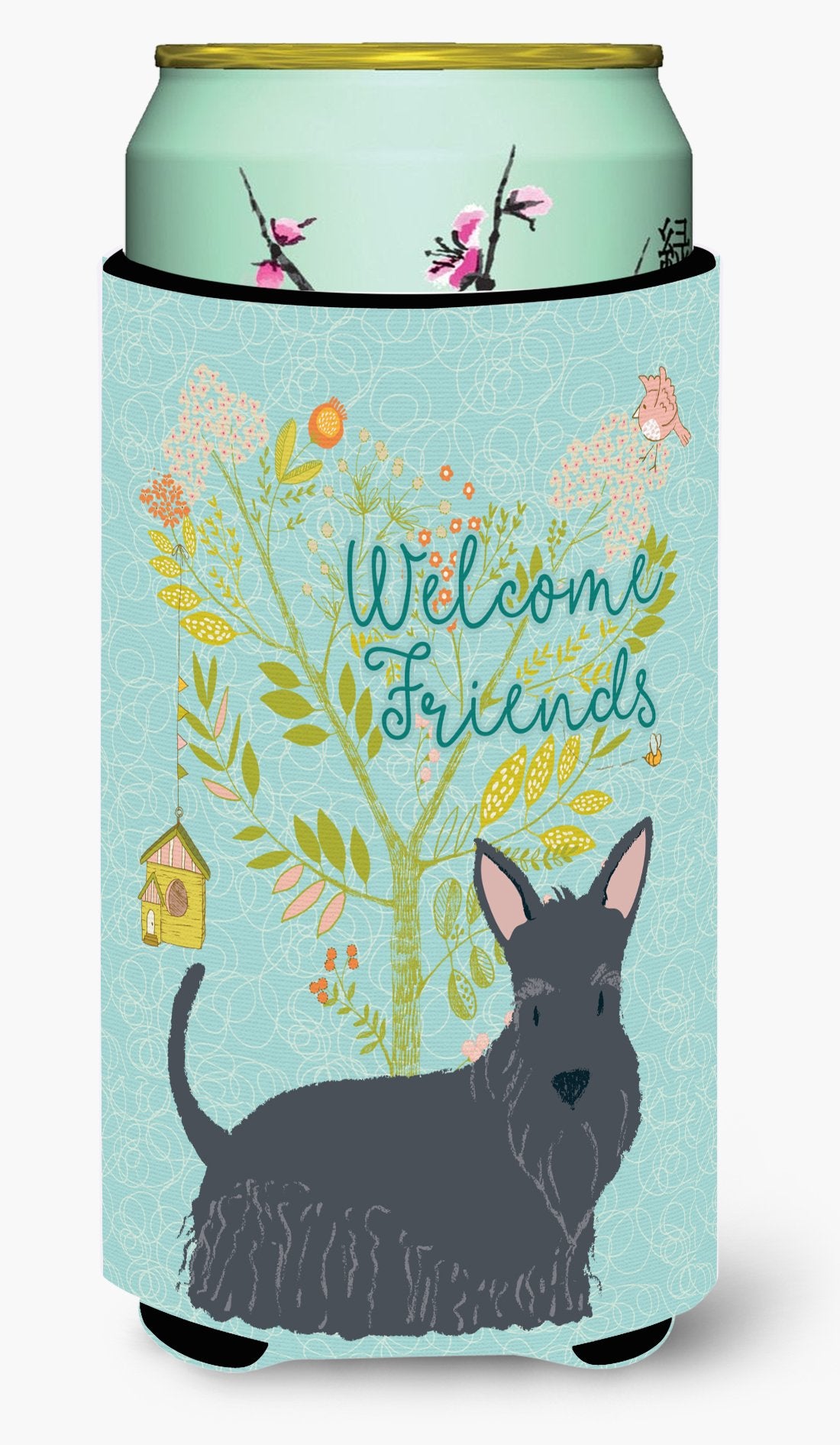 Welcome Friends Scottish Terrier Tall Boy Beverage Insulator Hugger BB7616TBC by Caroline's Treasures