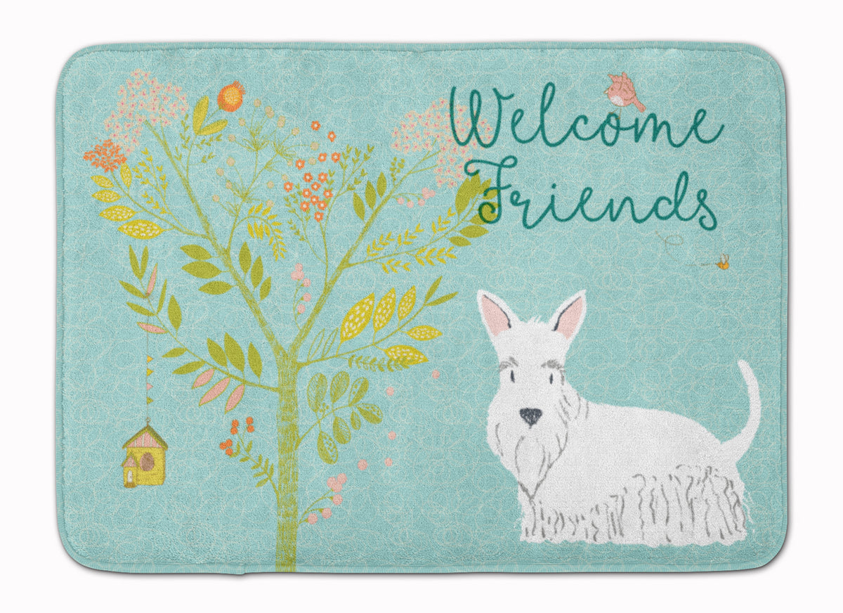 Welcome Friends White Scottish Terrier Machine Washable Memory Foam Mat BB7617RUG - the-store.com