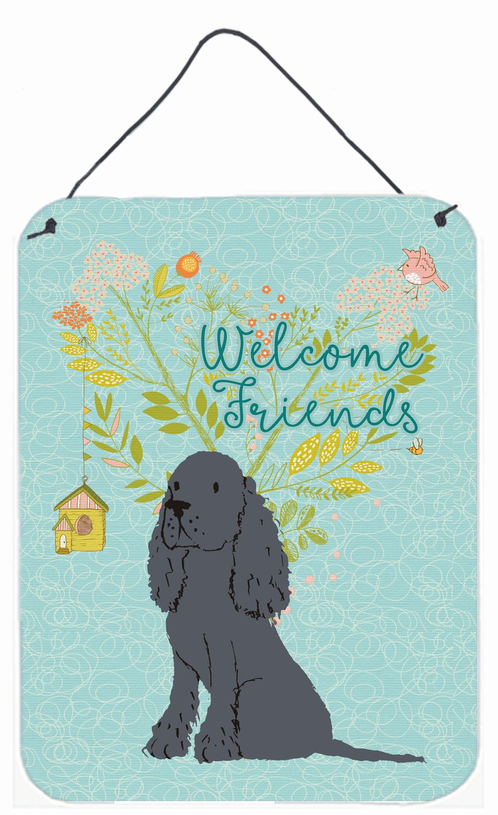 Welcome Friends Black Cocker Spaniel Wall or Door Hanging Prints BB7618DS1216 by Caroline's Treasures