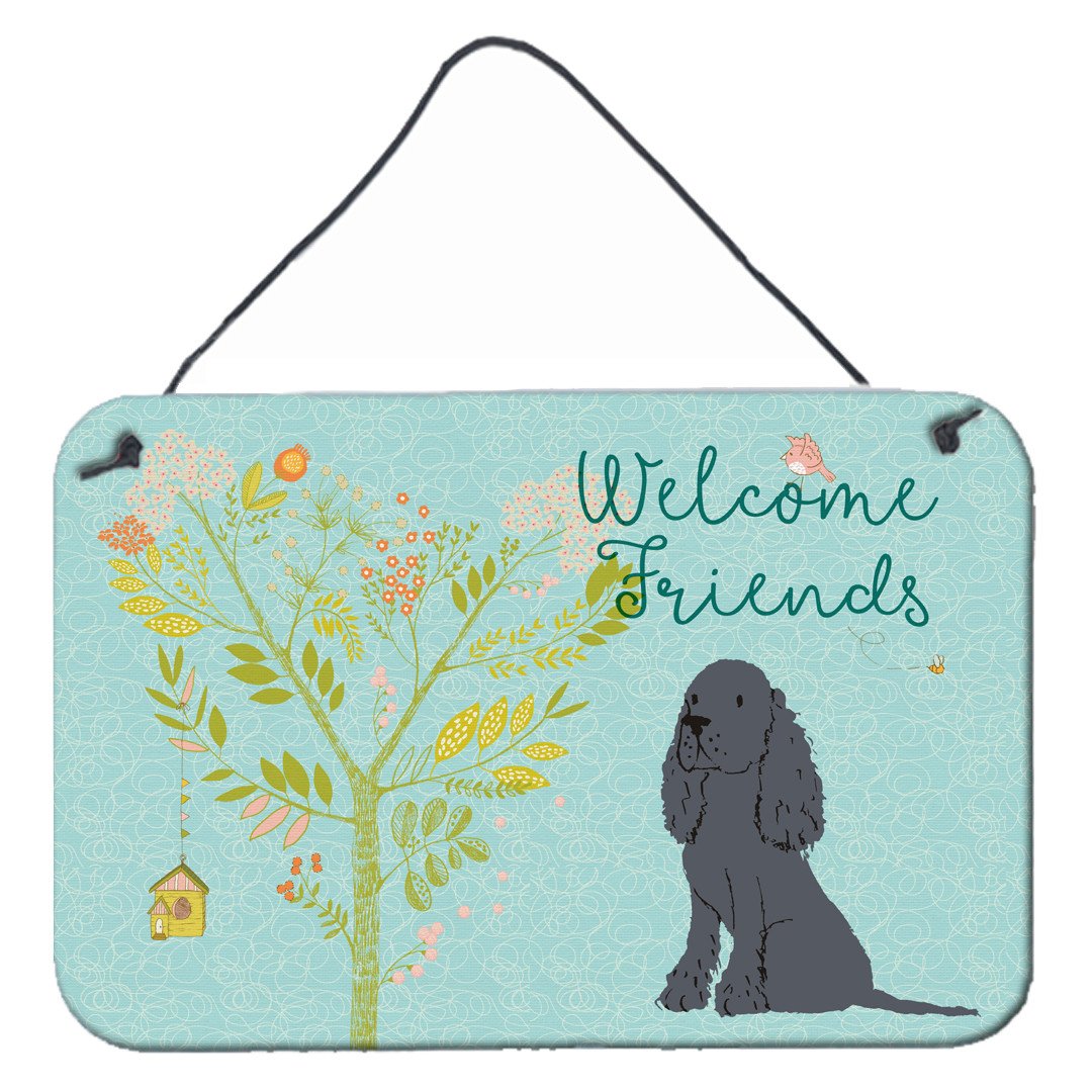 Welcome Friends Black Cocker Spaniel Wall or Door Hanging Prints BB7618DS812 by Caroline&#39;s Treasures