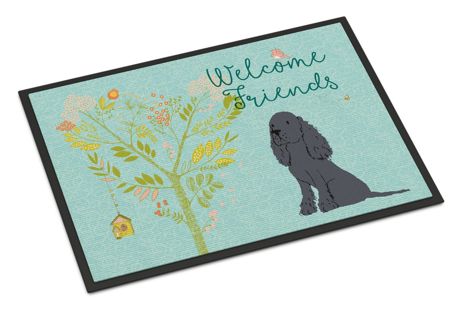 Welcome Friends Black Cocker Spaniel Indoor or Outdoor Mat 24x36 BB7618JMAT by Caroline's Treasures