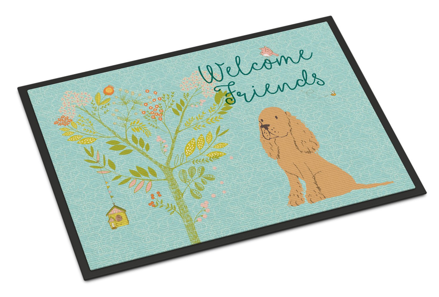 Welcome Friends Buff Cocker Spaniel Indoor or Outdoor Mat 24x36 BB7619JMAT by Caroline's Treasures