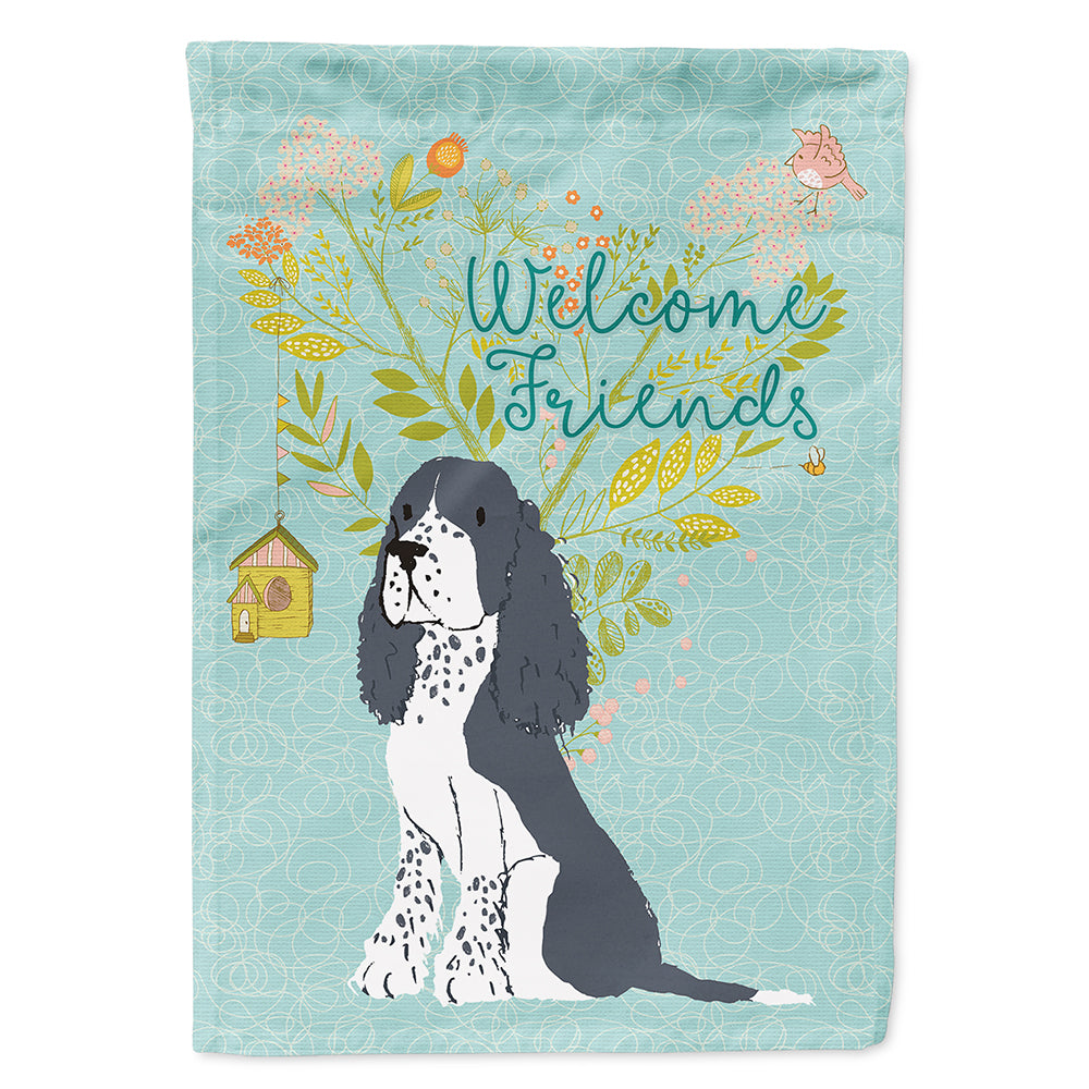 Welcome Friends Black Springer Spaniel Flag Canvas House Size BB7621CHF  the-store.com.