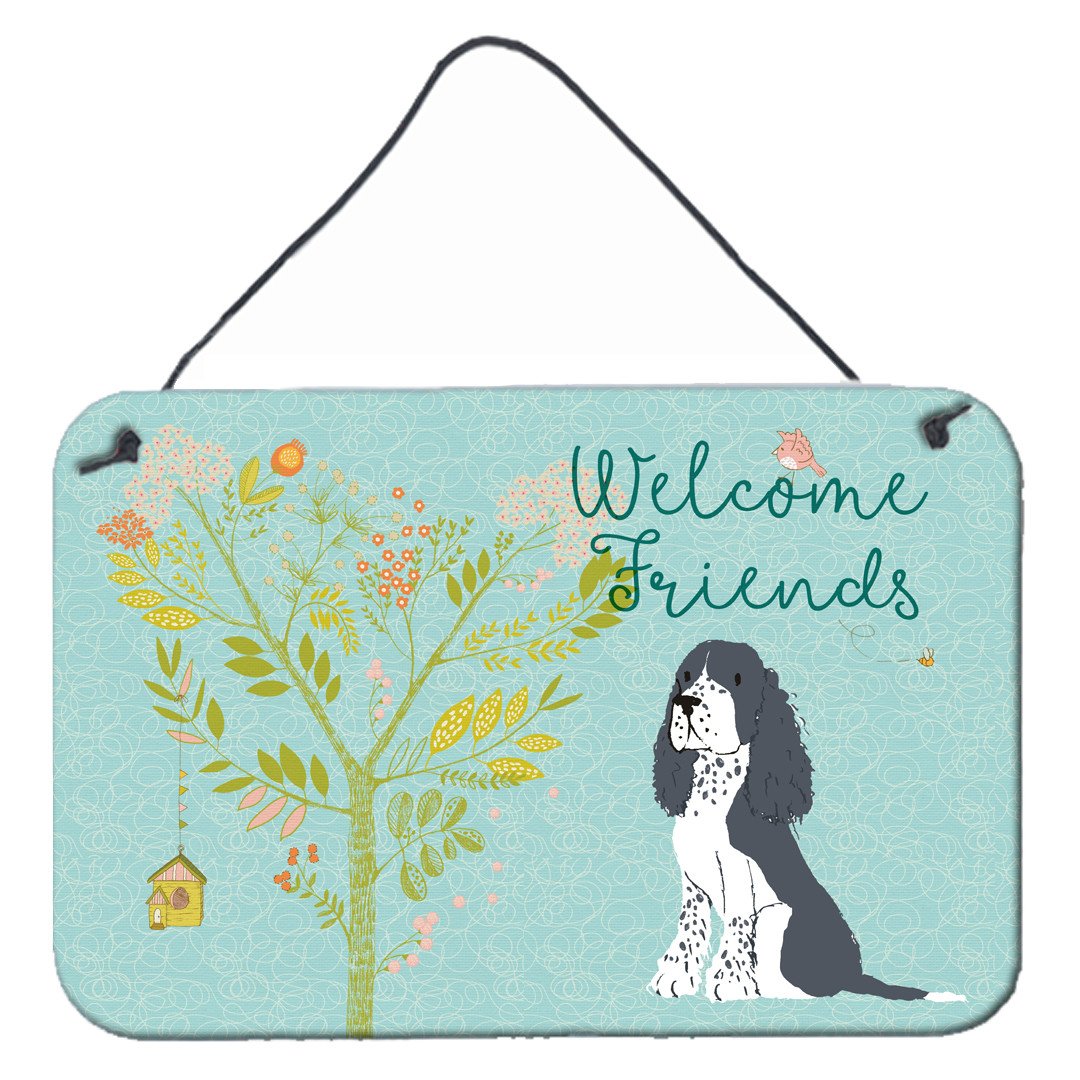 Welcome Friends Black Springer Spaniel Wall or Door Hanging Prints BB7621DS812 by Caroline's Treasures