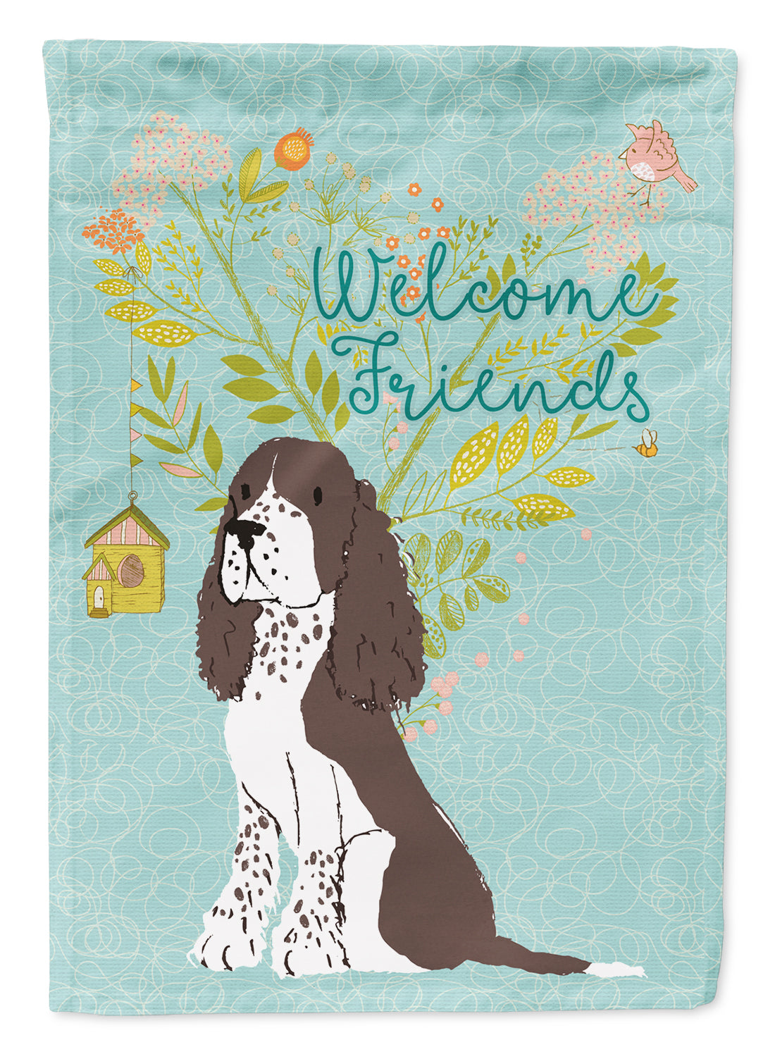 Welcome Friends Brown Springer Spaniel Flag Garden Size BB7622GF  the-store.com.