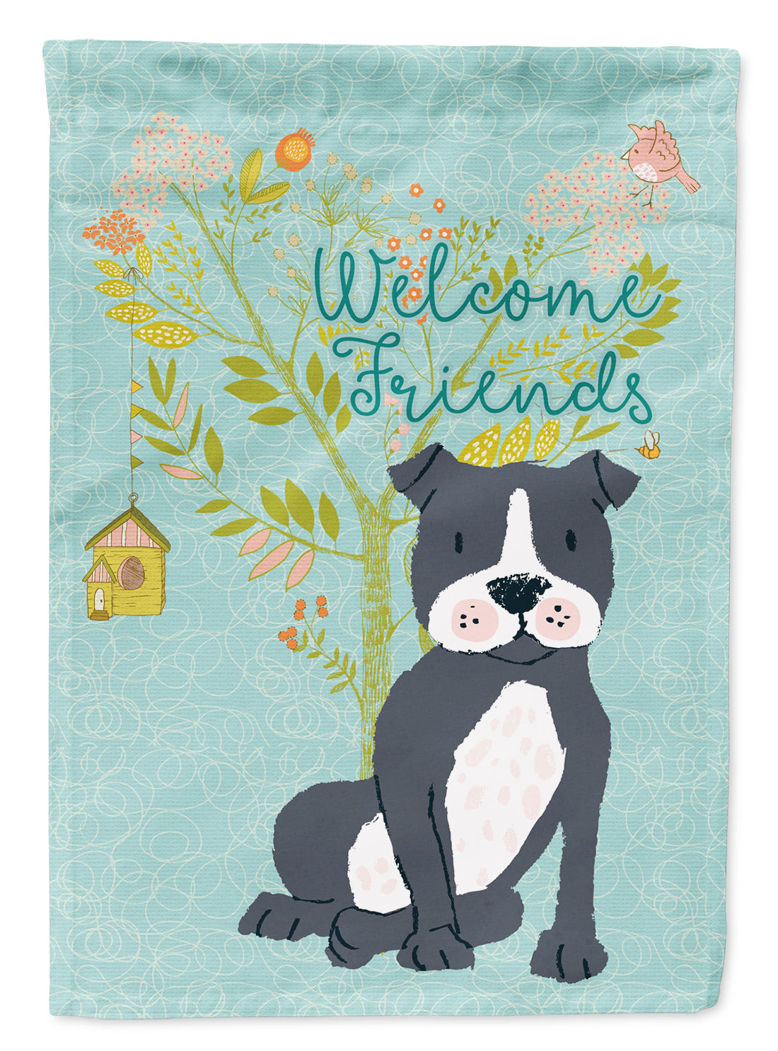 Welcome Friends Black Staffie Flag Garden Size BB7623GF  the-store.com.