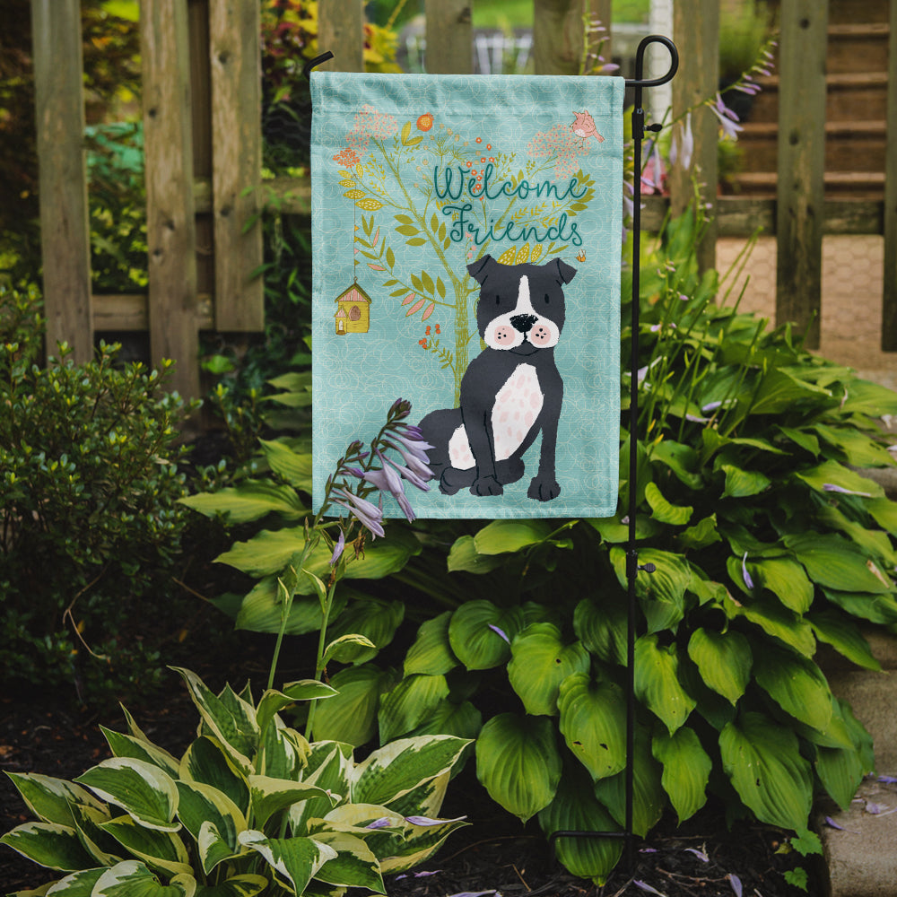 Welcome Friends Black Staffie Flag Garden Size BB7623GF  the-store.com.