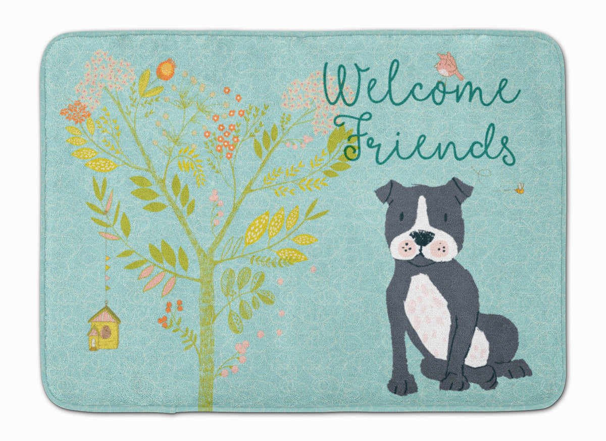 Welcome Friends Black Staffie Machine Washable Memory Foam Mat BB7623RUG - the-store.com