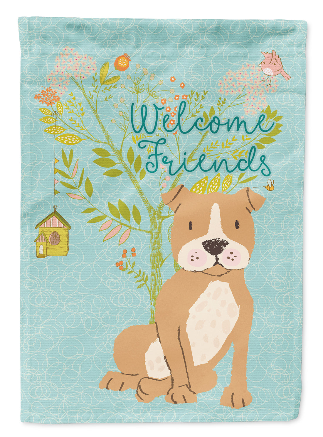 Welcome Friends Brown Staffie Flag Garden Size BB7624GF  the-store.com.