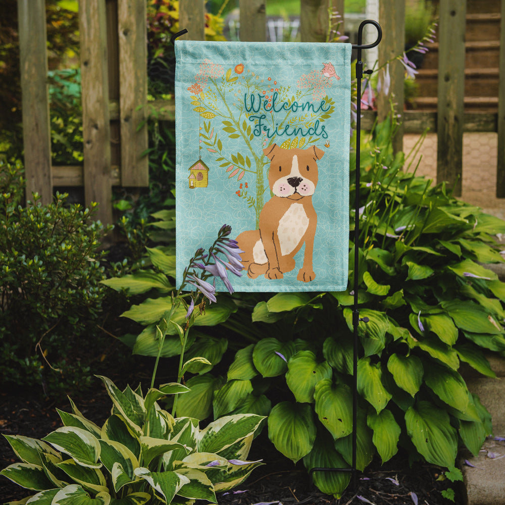 Welcome Friends Brown Staffie Flag Garden Size BB7624GF  the-store.com.