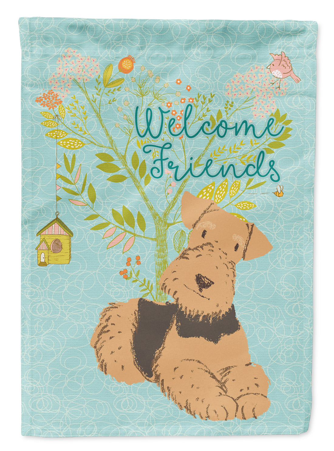 Welcome Friends Airedale Terrier Flag Canvas House Size BB7625CHF  the-store.com.