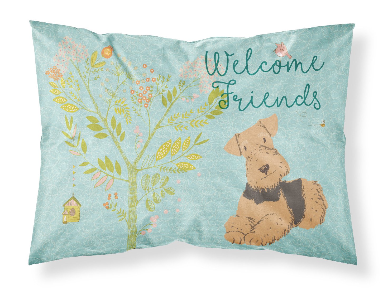 Welcome Friends Airedale Terrier Fabric Standard Pillowcase BB7625PILLOWCASE by Caroline's Treasures