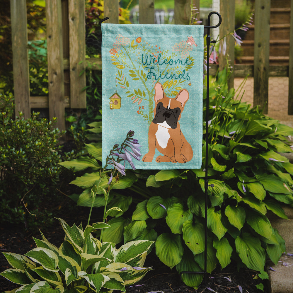 Welcome Friends Fawn French Bulldog Flag Garden Size BB7633GF  the-store.com.