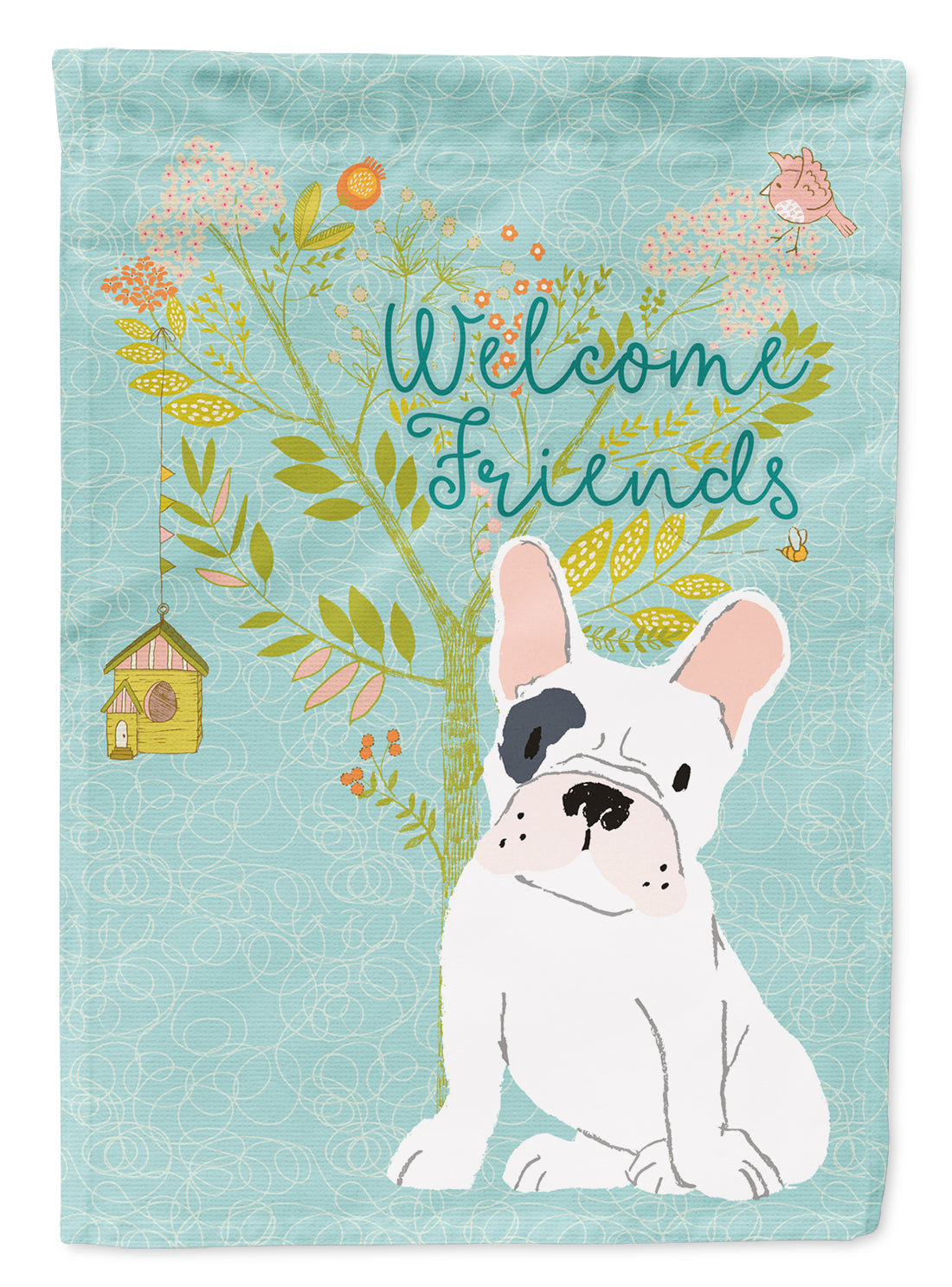 Welcome Friends Piebald French Bulldog Flag Garden Size BB7634GF  the-store.com.