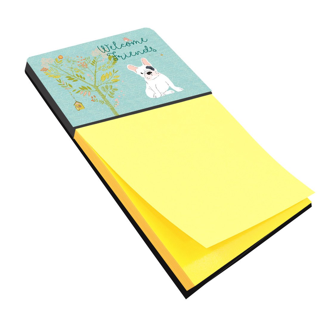 Welcome Friends Piebald French Bulldog Sticky Note Holder BB7634SN by Caroline&#39;s Treasures