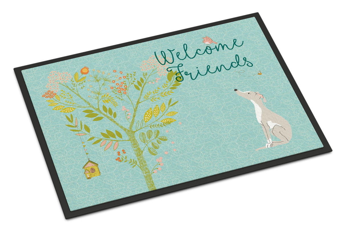 Welcome Friends Italian Greyhound Indoor or Outdoor Mat 18x27 BB7636MAT - the-store.com