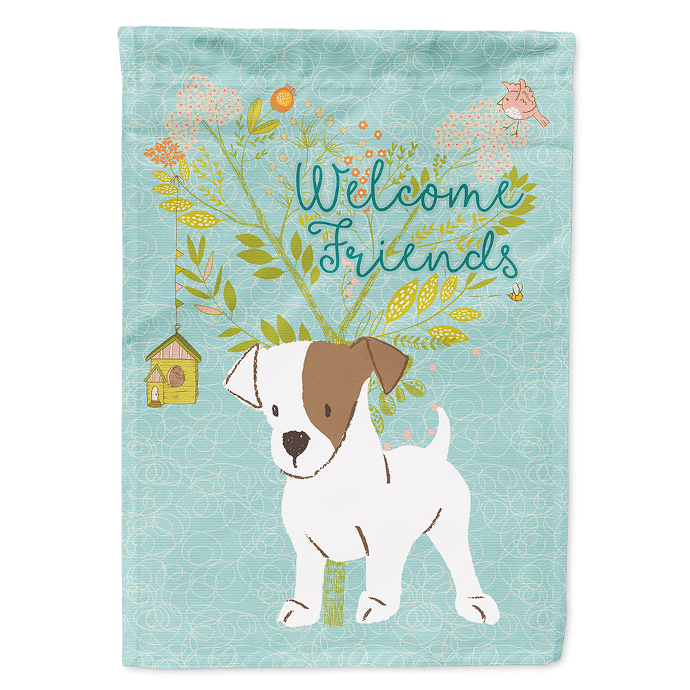 Welcome Friends Jack Russell Terrier Puppy Flag Canvas House Size BB7637CHF  the-store.com.