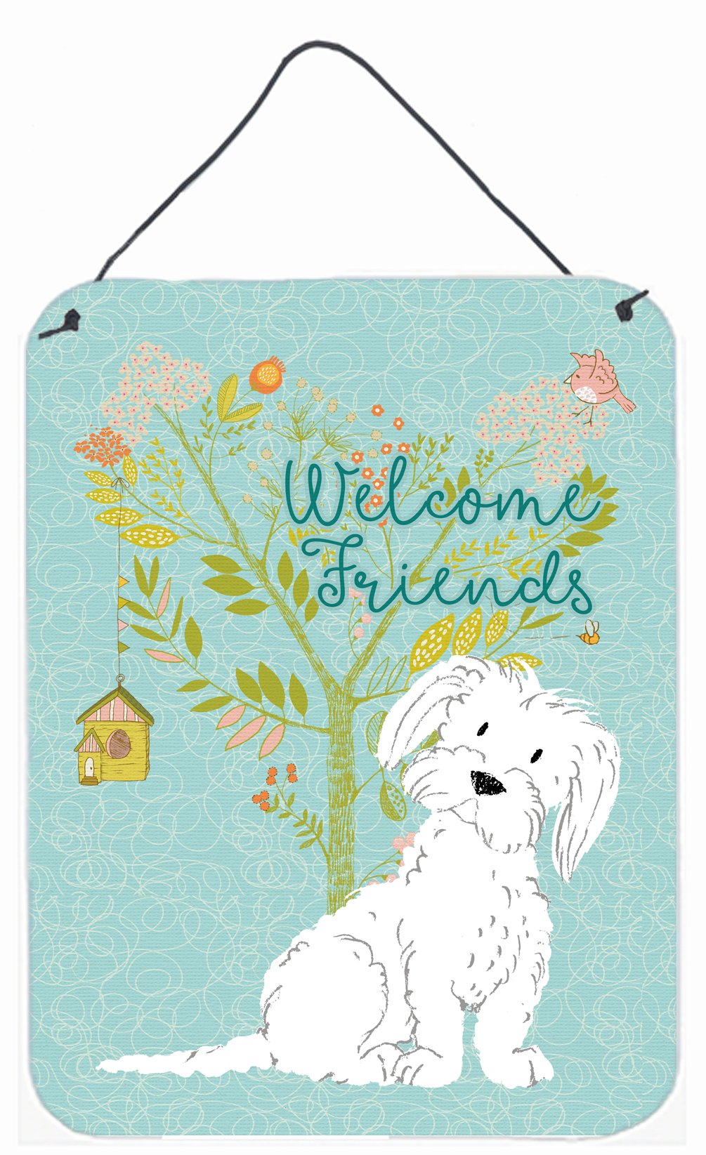 Welcome Friends Maltese Wall or Door Hanging Prints BB7639DS1216 by Caroline's Treasures