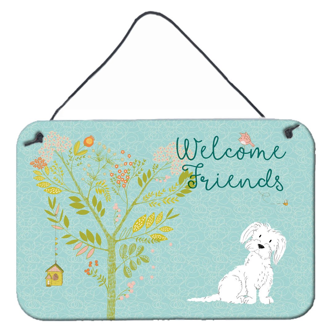 Welcome Friends Maltese Wall or Door Hanging Prints BB7639DS812 by Caroline&#39;s Treasures