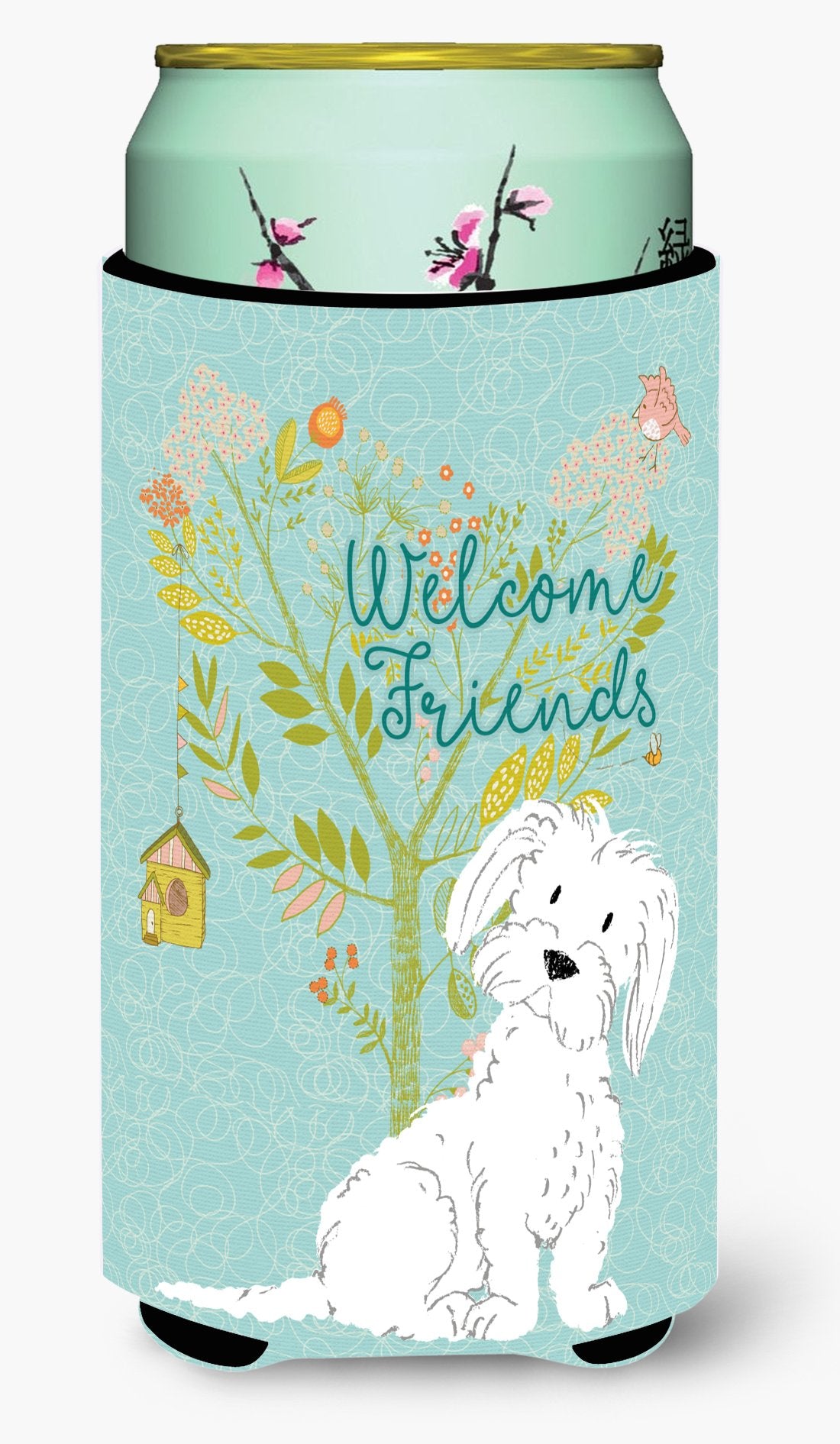 Welcome Friends Maltese Tall Boy Beverage Insulator Hugger BB7639TBC by Caroline&#39;s Treasures