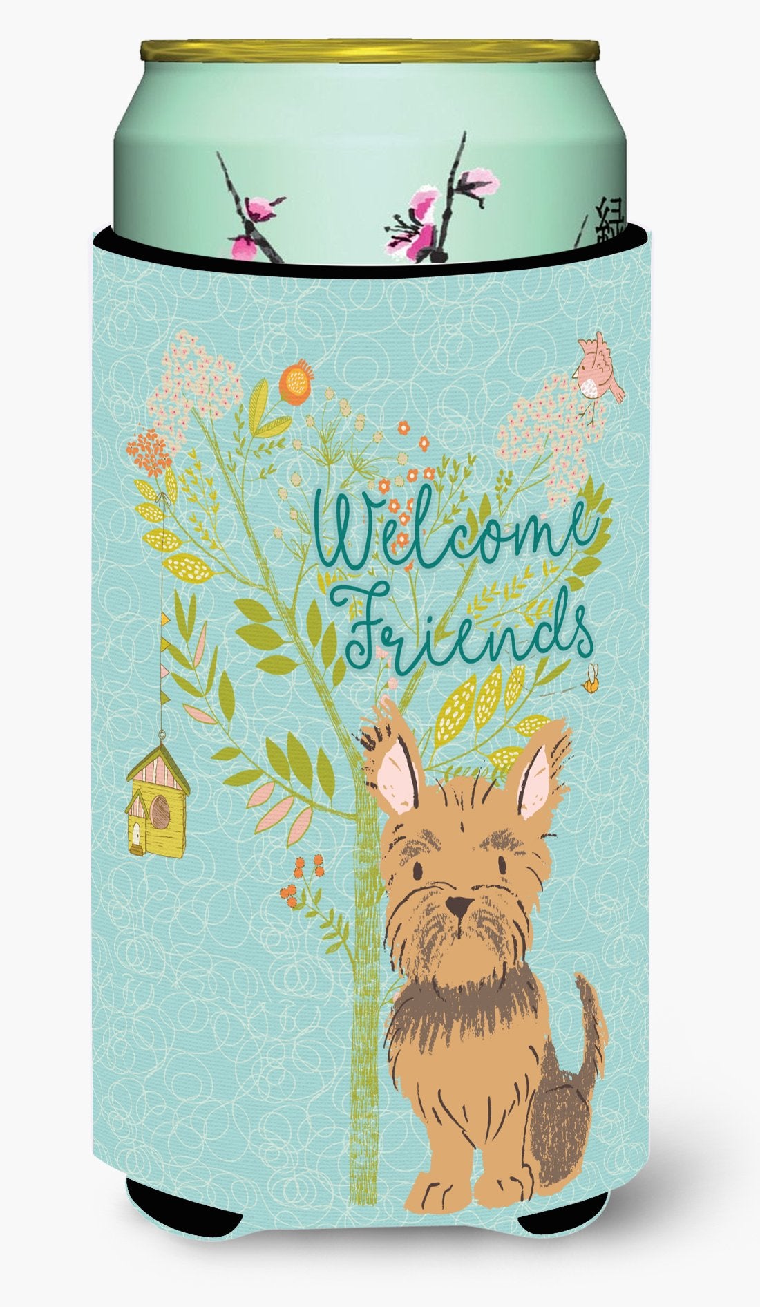 Welcome Friends Yorkie Tall Boy Beverage Insulator Hugger BB7641TBC by Caroline&#39;s Treasures