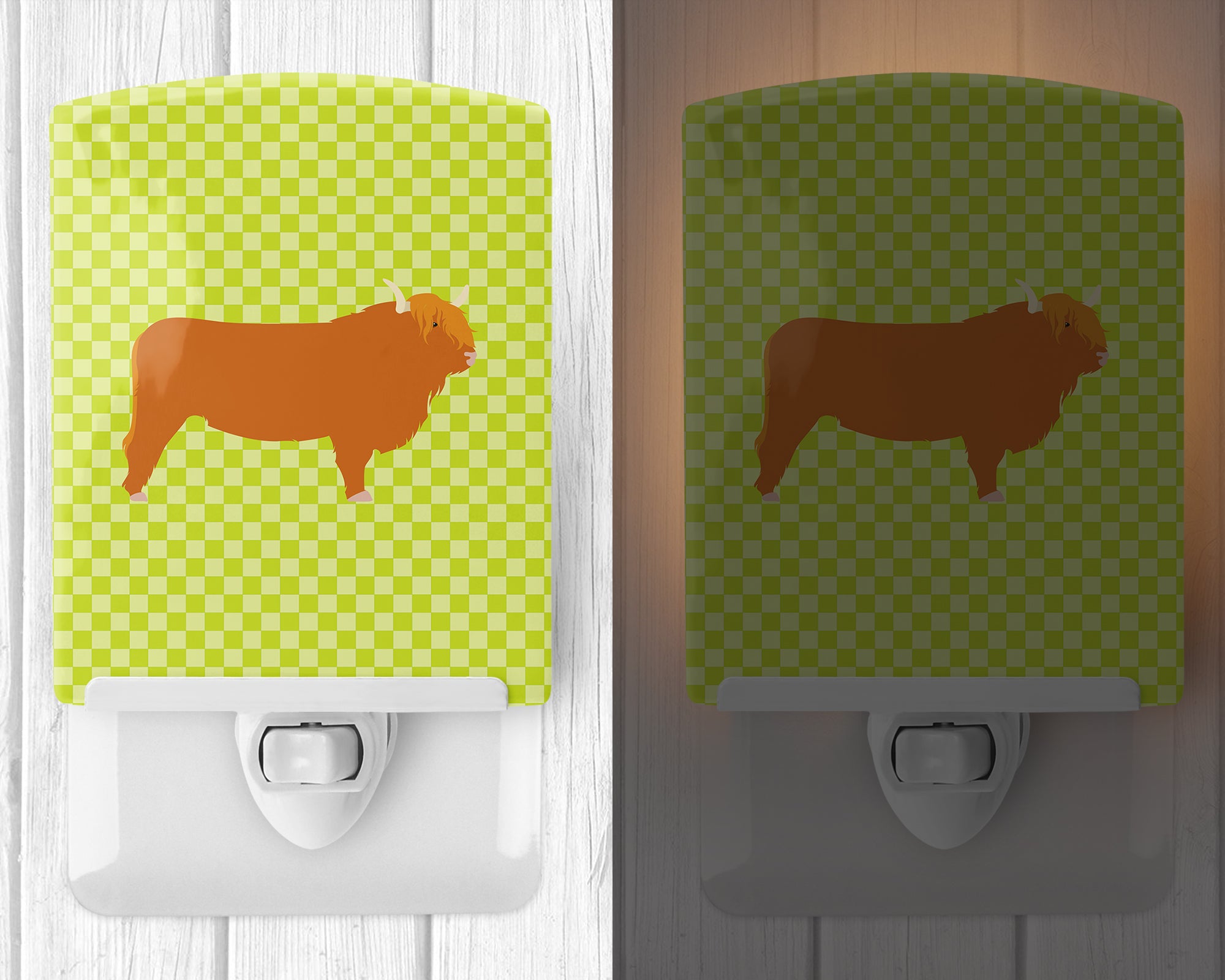 Highland Cow Green Ceramic Night Light BB7646CNL - the-store.com