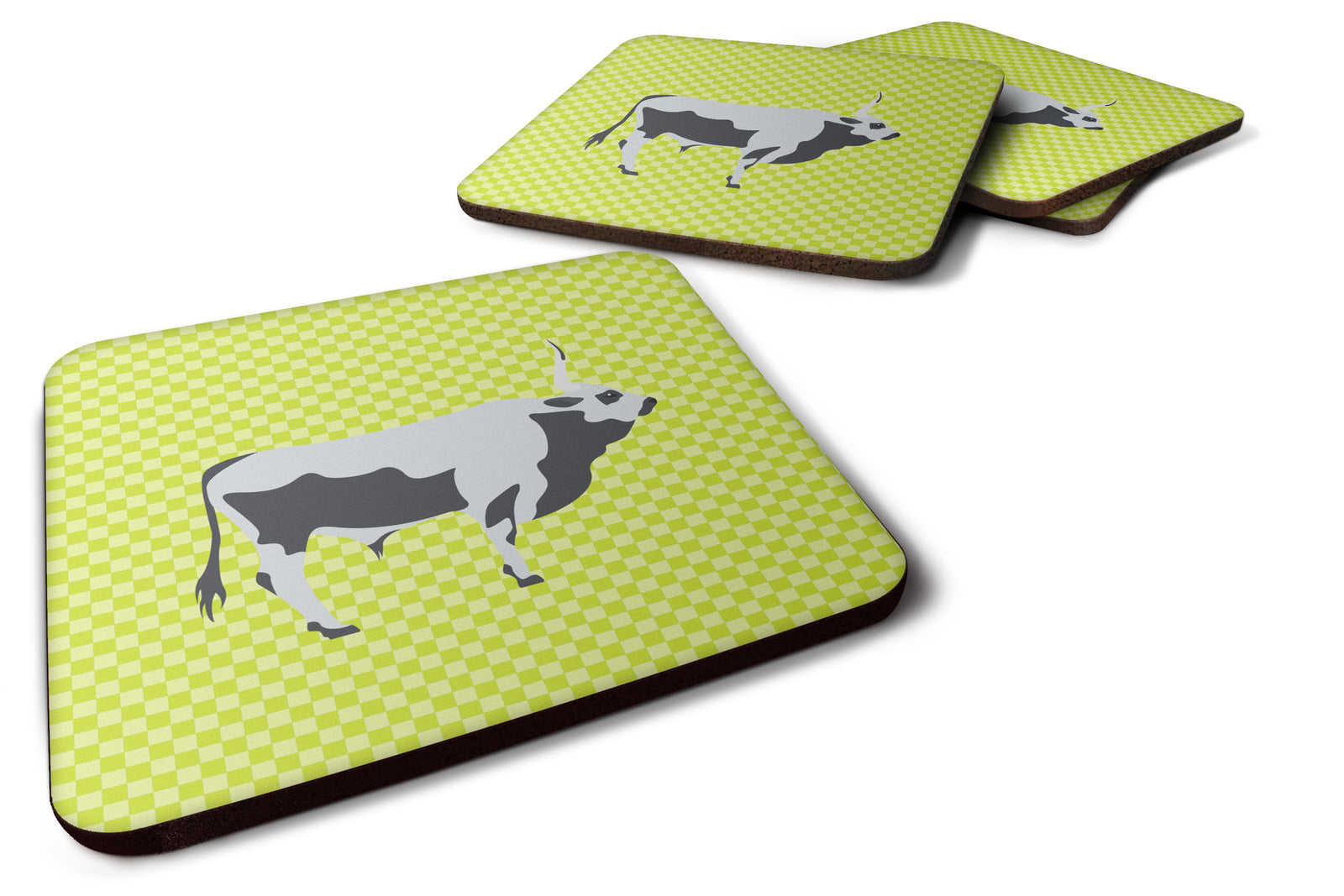 Hungarian Grey Steppe Cow Green Foam Coaster Set of 4 BB7650FC - the-store.com