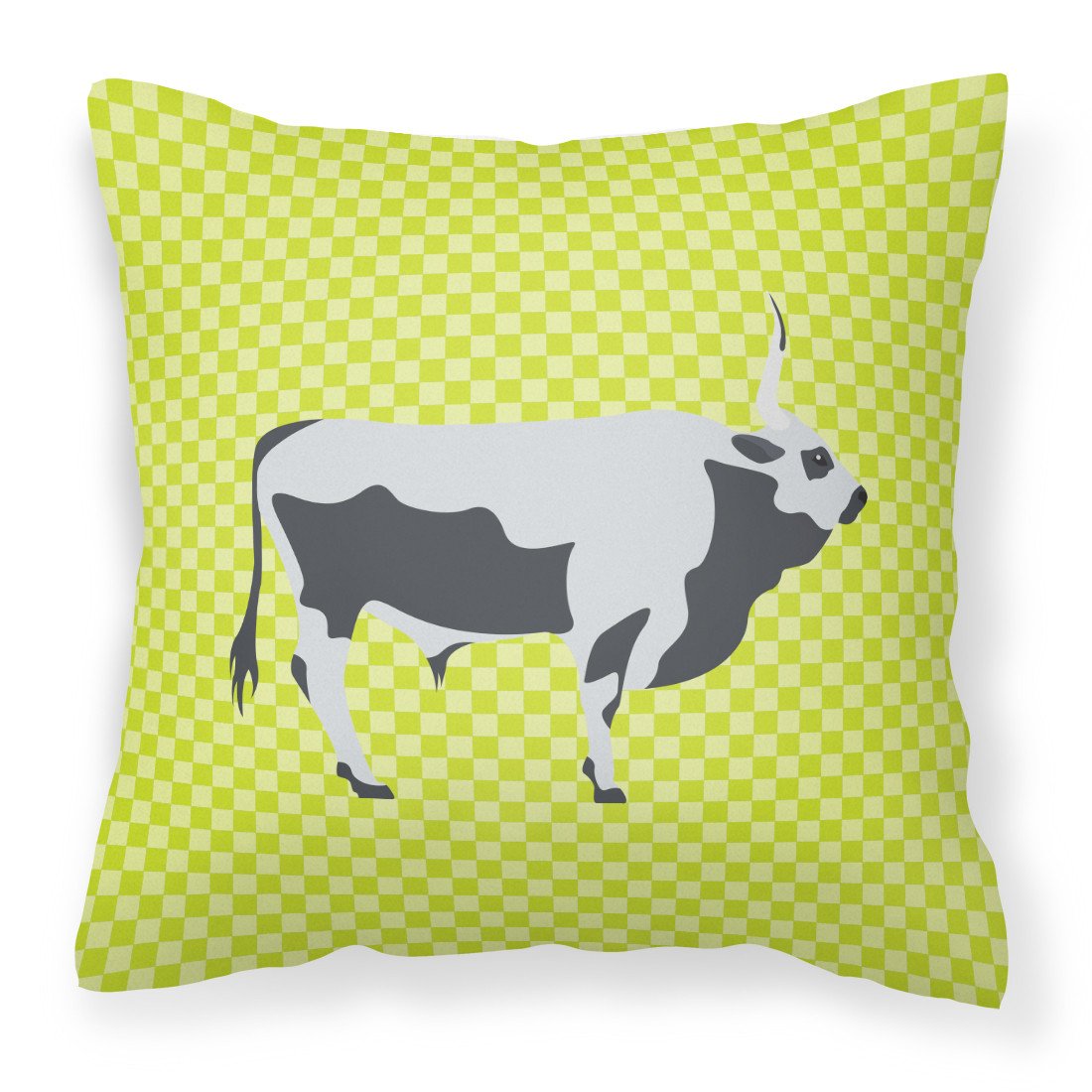 Hungarian Grey Steppe Cow Green Fabric Decorative Pillow BB7650PW1818 by Caroline's Treasures