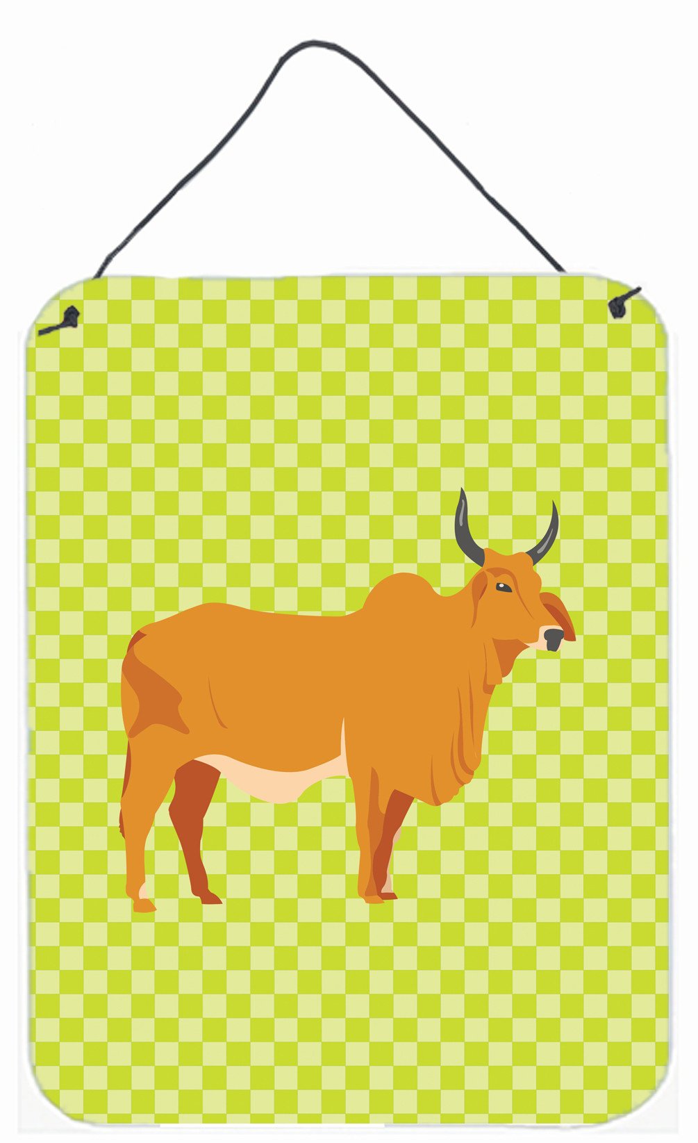 Zebu Indicine Cow Green Wall or Door Hanging Prints BB7651DS1216 by Caroline's Treasures