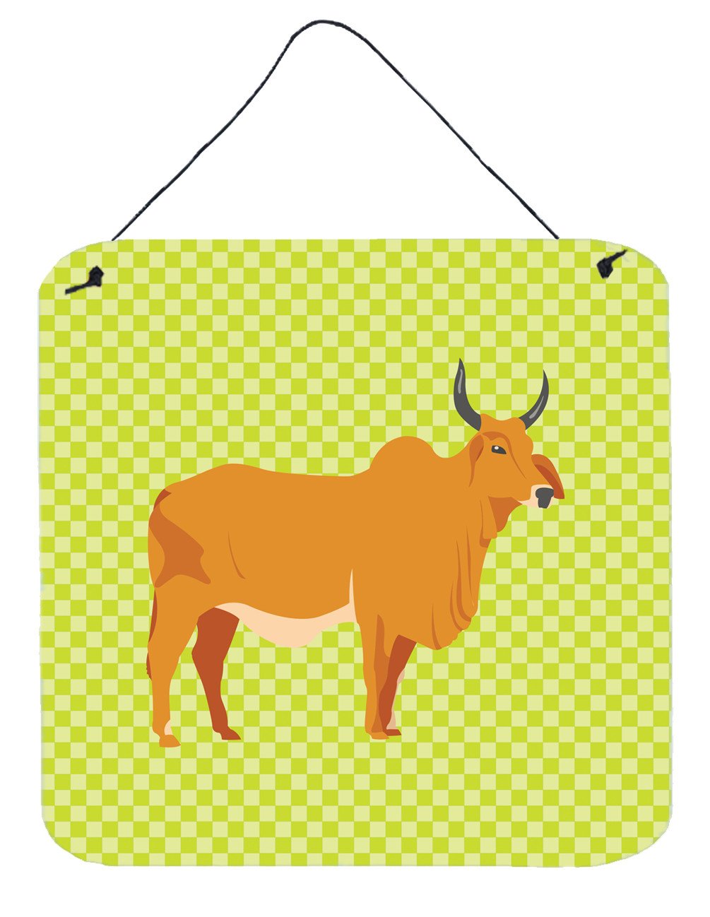 Zebu Indicine Cow Green Wall or Door Hanging Prints BB7651DS66 by Caroline's Treasures