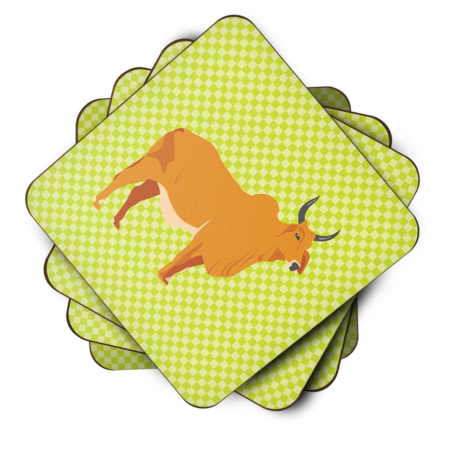 Zebu Indicine Cow Green Foam Coaster Set of 4 BB7651FC - the-store.com