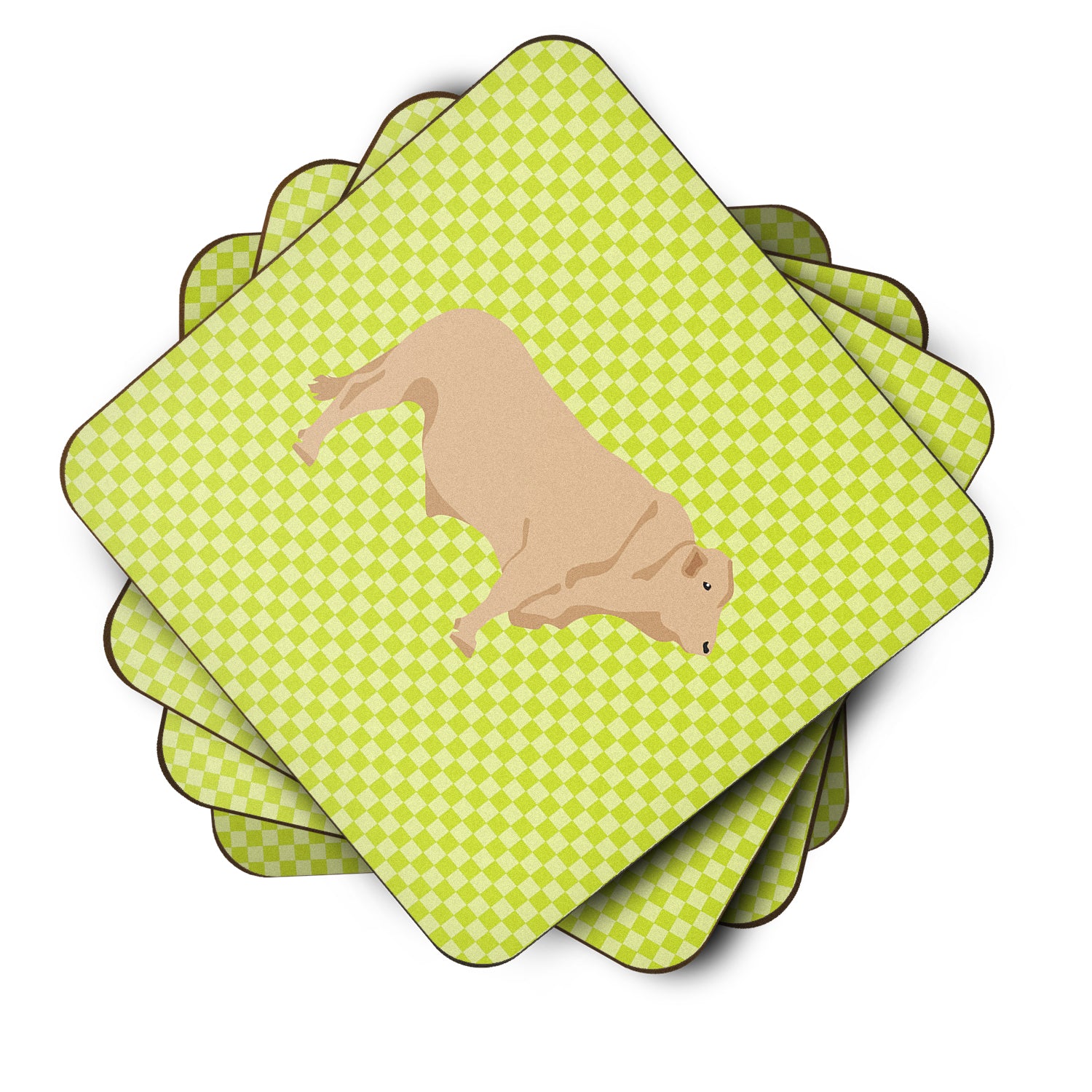 Charolais Cow Green Foam Coaster Set of 4 BB7652FC - the-store.com