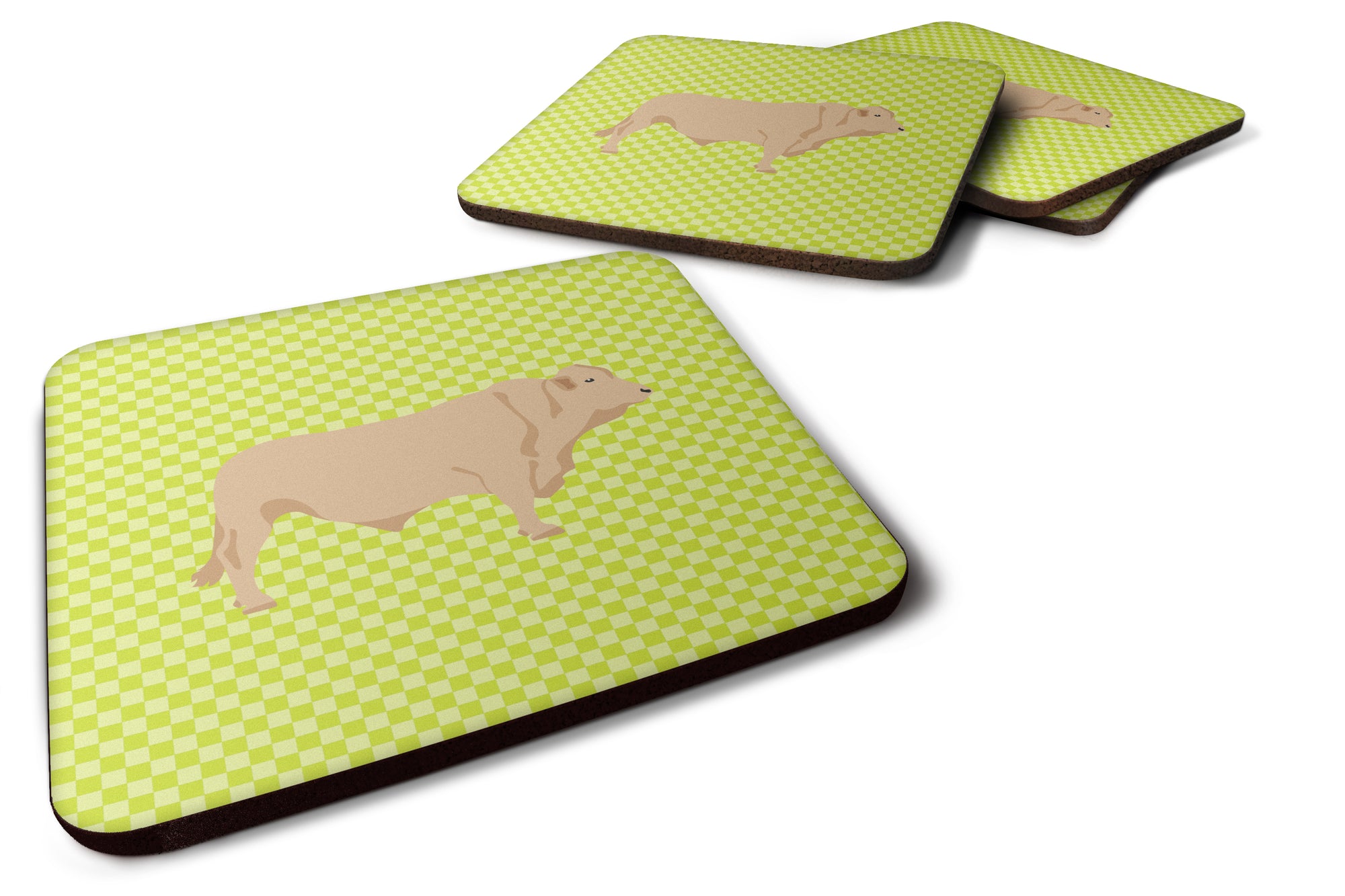 Charolais Cow Green Foam Coaster Set of 4 BB7652FC - the-store.com