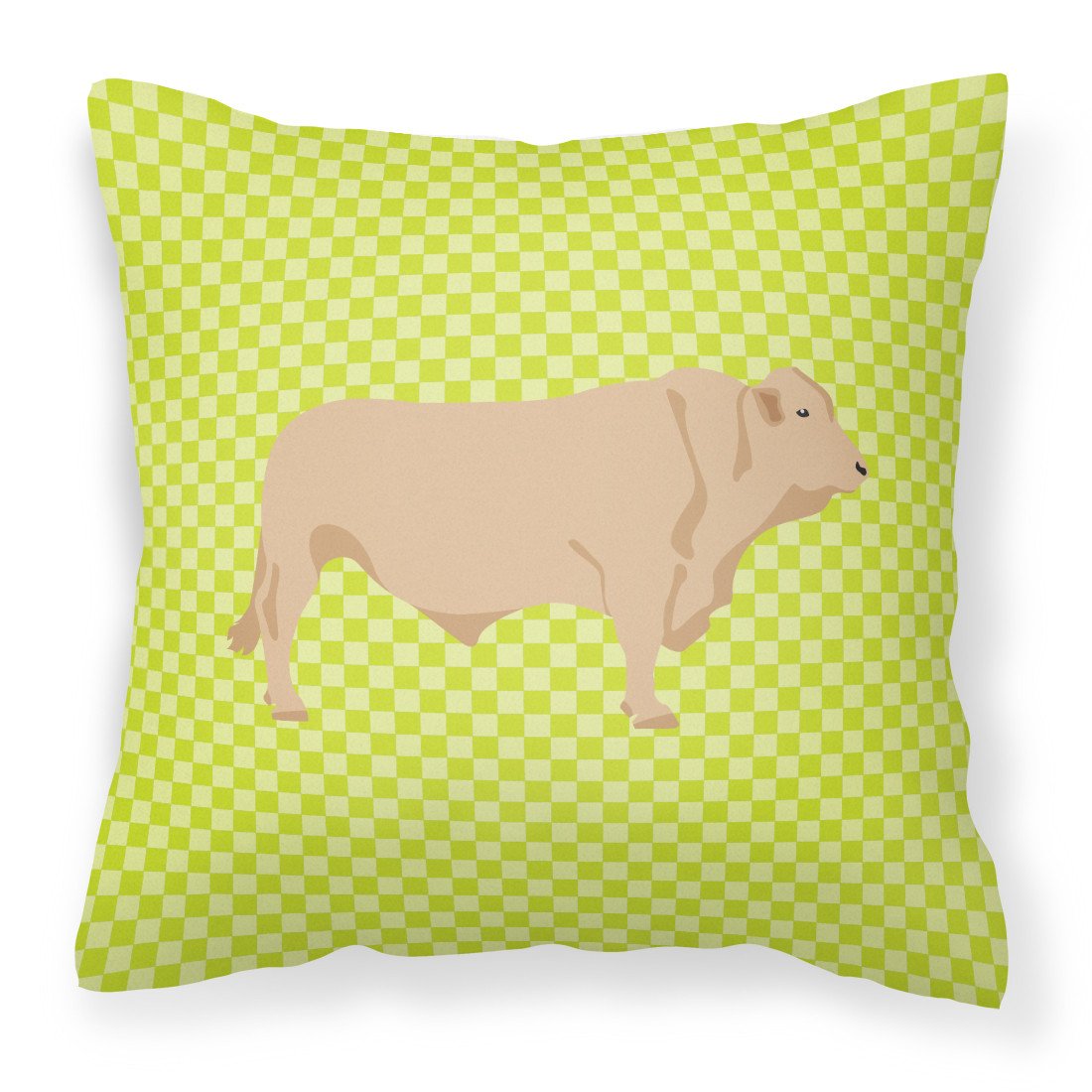 Charolais Cow Green Fabric Decorative Pillow BB7652PW1818 by Caroline&#39;s Treasures