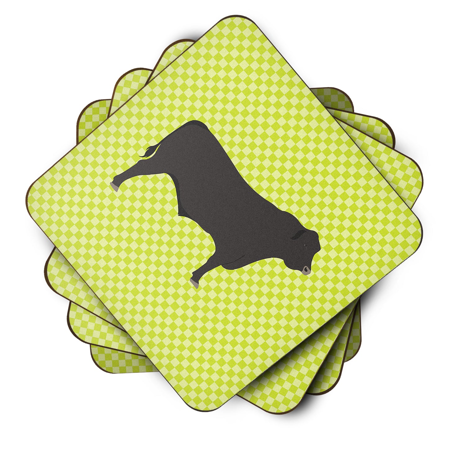 Black Angus Cow Green Foam Coaster Set of 4 BB7654FC - the-store.com