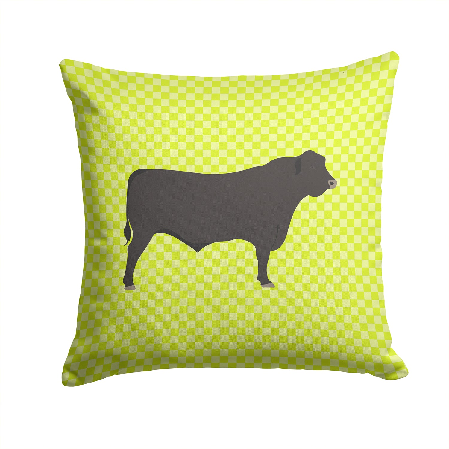 Black Angus Cow Green Fabric Decorative Pillow BB7654PW1414 - the-store.com