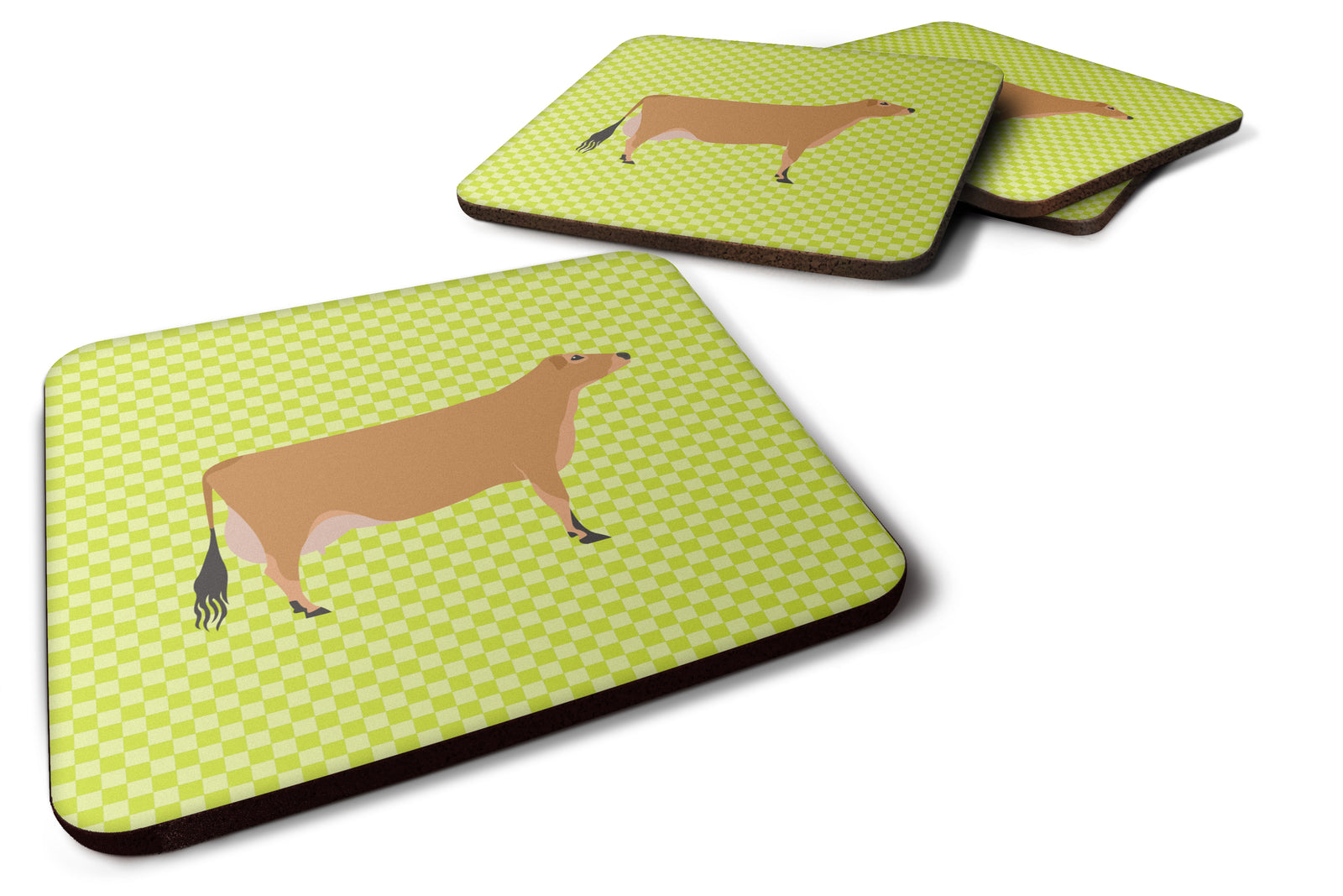 Jersey Cow Green Foam Coaster Set of 4 BB7655FC - the-store.com