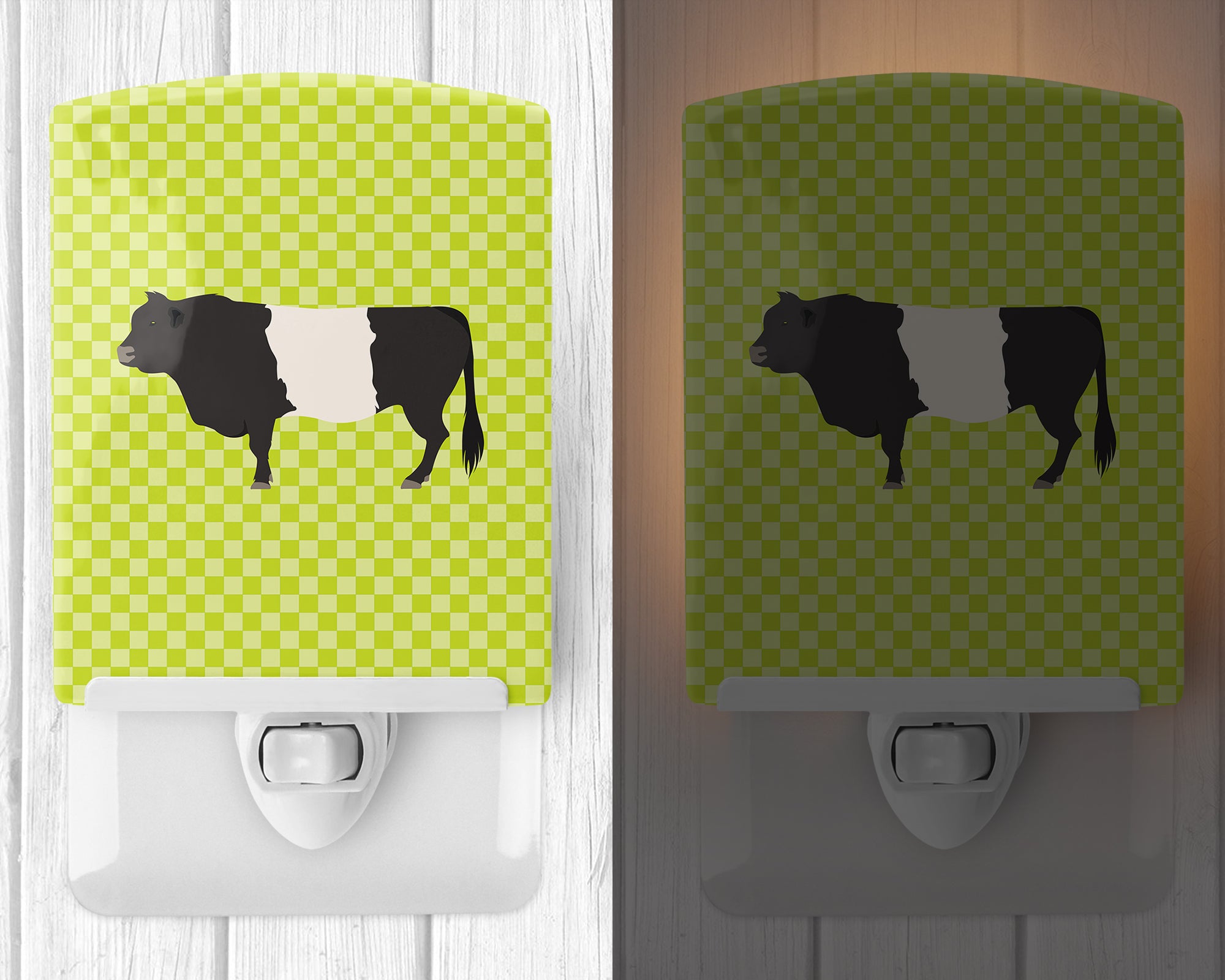 Belted Galloway Cow Green Ceramic Night Light BB7657CNL - the-store.com